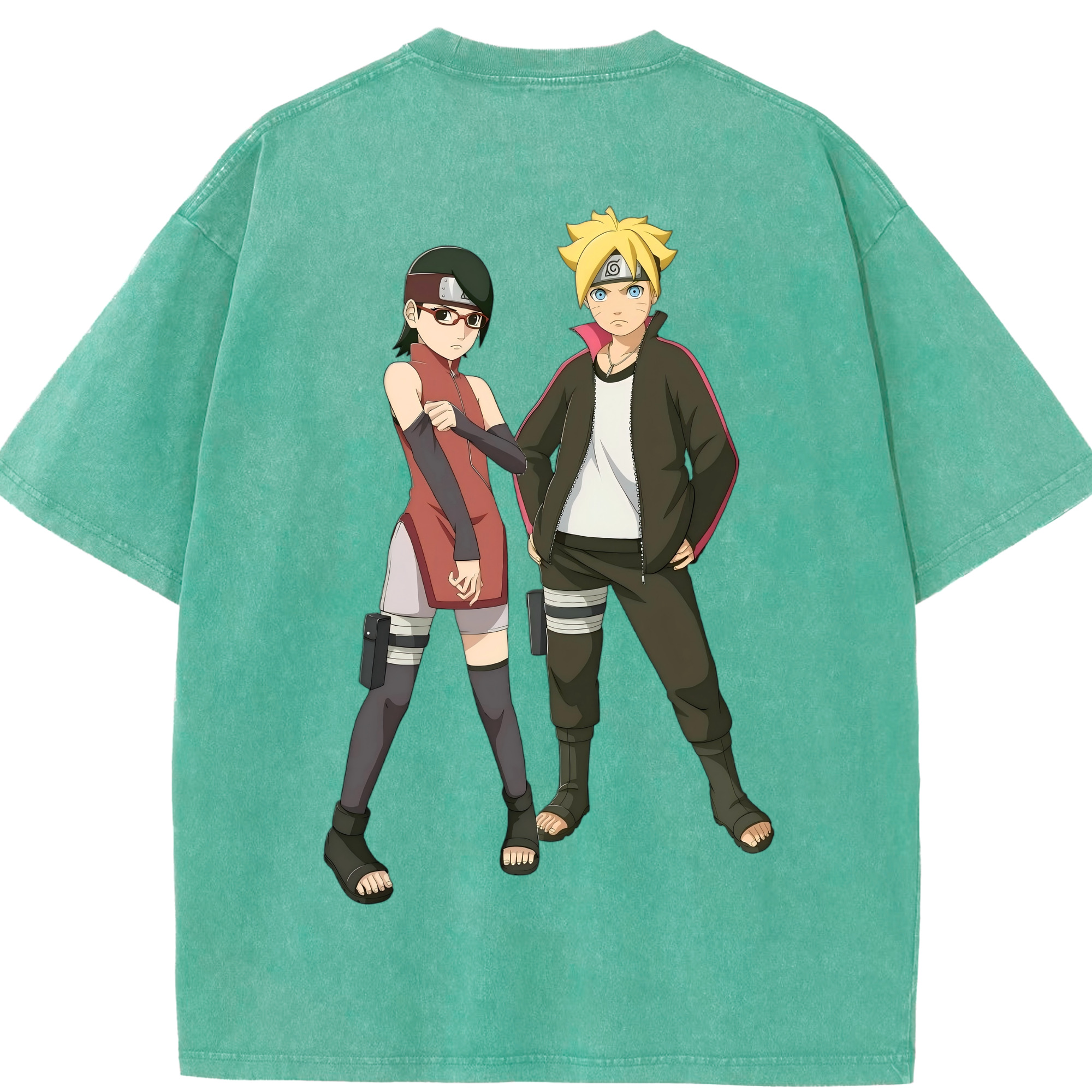 （画像用） NARUTO -ナルト- うずまき ボルト Uzumaki Boruto 綿100% ヴィンテージ風 半袖Tシャツ（背面プリント）